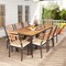 Costway 9 PCS Patio Dining Set 79" Rectangle Dining Tables with 8 Wooden Armchairs